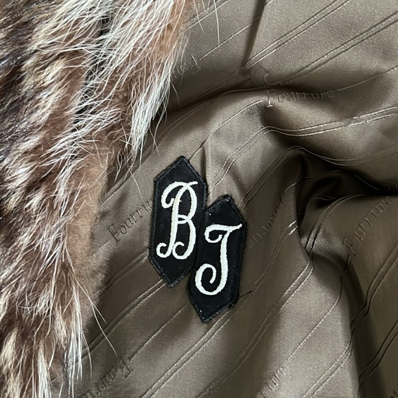 Furvien Paris Vintage Authentic Racoon Fur Brown Short w/Leather Trim Size L - Picture 12 of 16